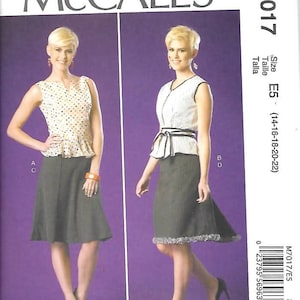 M701714  Misses Sleeveless Tops, Gored Skirt, Belt, Sizes 14 Thru 22, New McCalls Pattern 7017