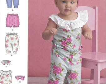 8933 Babies Rompers, Pants, Shorts, Headband, Sizes XXS Thru L, New Uncut Simplicity Pattern 8933