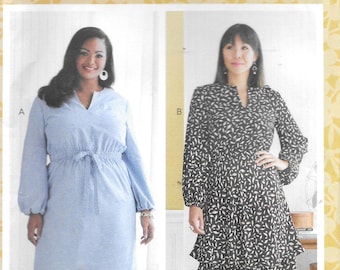 B680618 Womens V Neck Dresses, Elastic Waist, Sizes 18W Thru 24W, New Uncut Patt