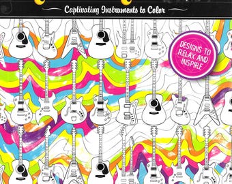 Music Makers Instruments Coloring Book Designs to Relax and Inspire