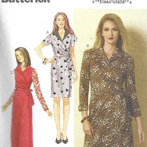 B612814 Misses Wrap Dresses, Sizes 14-24, New Uncut Easy Butterick Pattern. OOP