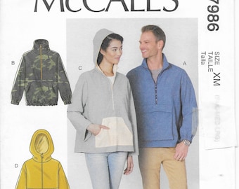 M7986X Misses/ Men's Loose Jackets Sizes XL-XXXL New Uncut McCalls Pattern