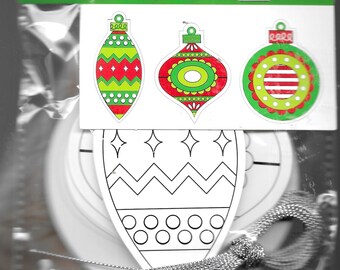 Christmas Ornaments Kit  Made of Thin Cardboard 24 Ornaments 3 styles Age 4+
