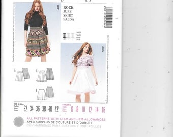 7016 Misses Full Pleated Skirts,  Sizes 6 Thru 16, New Burda Pattern 7016