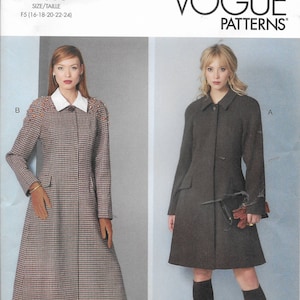 V183616 Misses Long Coat  Sizes 16-24 New Uncut Vogue Pattern
