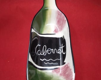 Clay Art Cabernet Wine Bottle Ceramic SPOON Rest Or Snack Dish