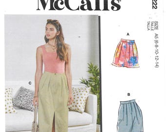 M8222 Misses High Waist Skirt Sizes 6-14 New Uncut McCalls Pattern Easy Sew