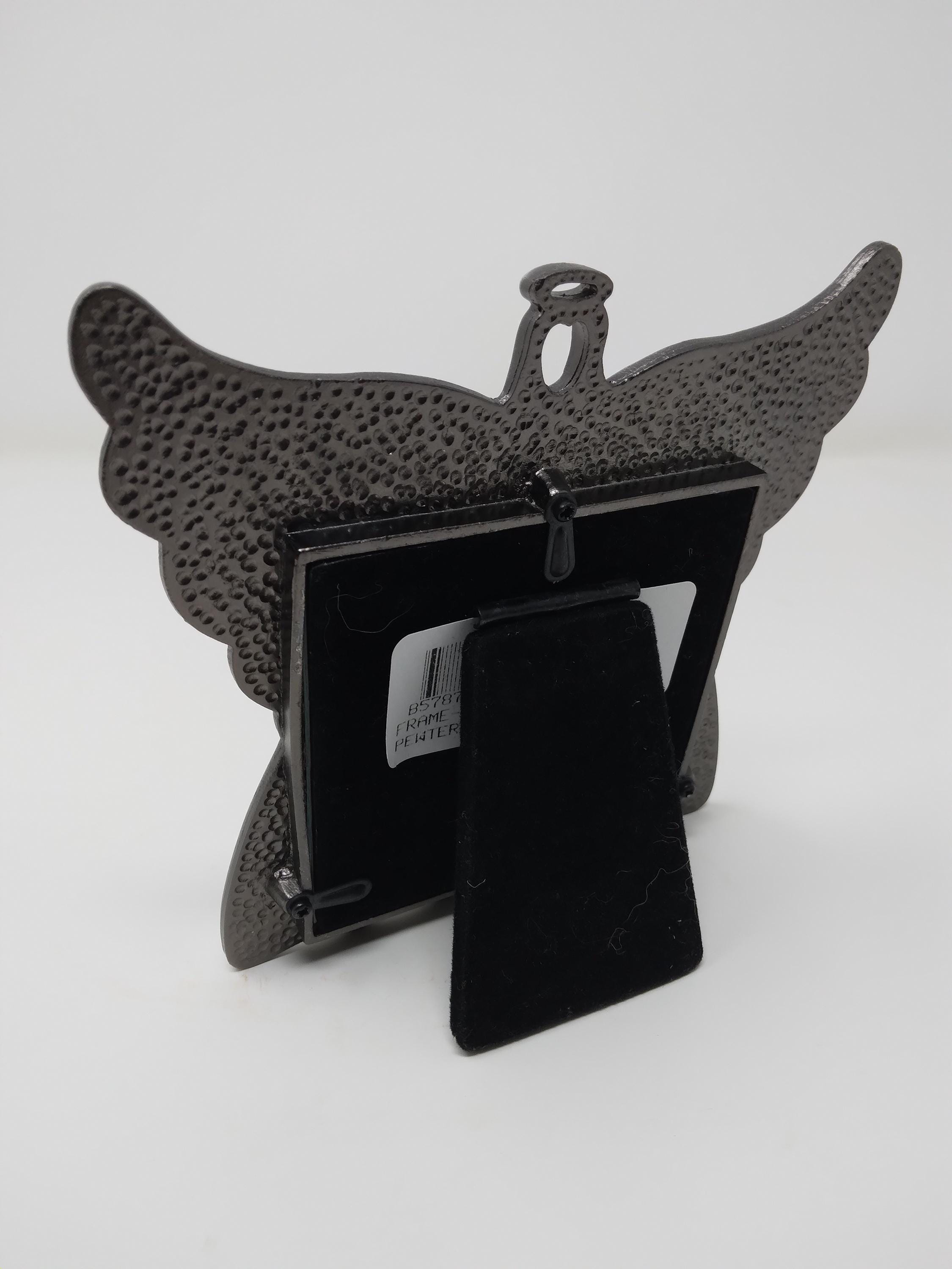フォトフレーム AlchemyAAPH5 CelestialAngelsPictureframe Pewter Angel Picture Frame With Spread Glittery Wings 5