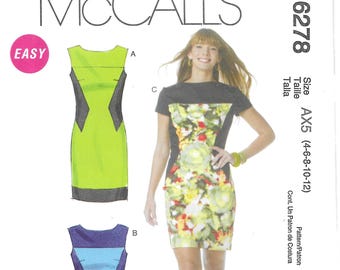 M6278 Misses Lined Tapered Dresses Sizes 4-12 New Uncut Mccalls Pattern
