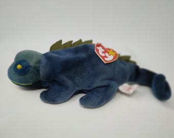 Ty "Iggy the Iguana" BLUE 1997 Beanie Baby Collection with Hang Tag