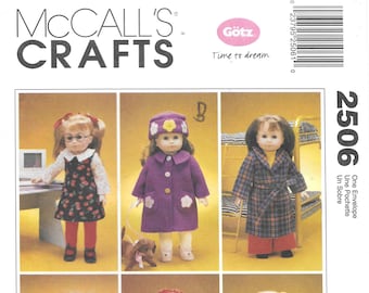 M2506 Doll Clothes and Dog 18" New Uncut McCalls Pattern