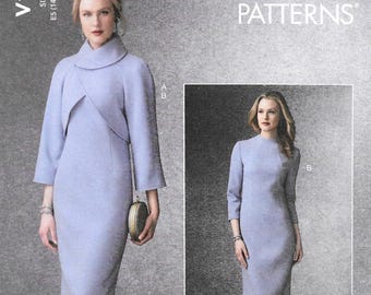 V173614 Misses'Lined Raglan-Sleeve Jacket/ Funnel-Neck Dress Sizes 14-22 Pattern