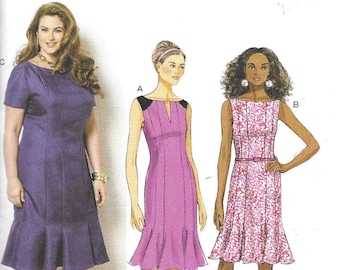 B603218 Womens Dresses With Yoke, Flared Skirt,  Sizes 18W-24W New Uncut Butterick Pattern
