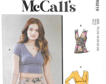 M821916 Misses Knit Tops, Many Variations Sizes 16-24, New Uncut McCalls Pattern