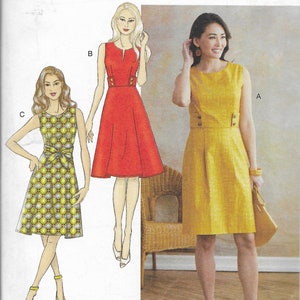 B667614 Misses Dresses, Fitted Bodice, Waist Bands, Sizes 14 Thru 22, New Uncut Butterick Pattern 6676
