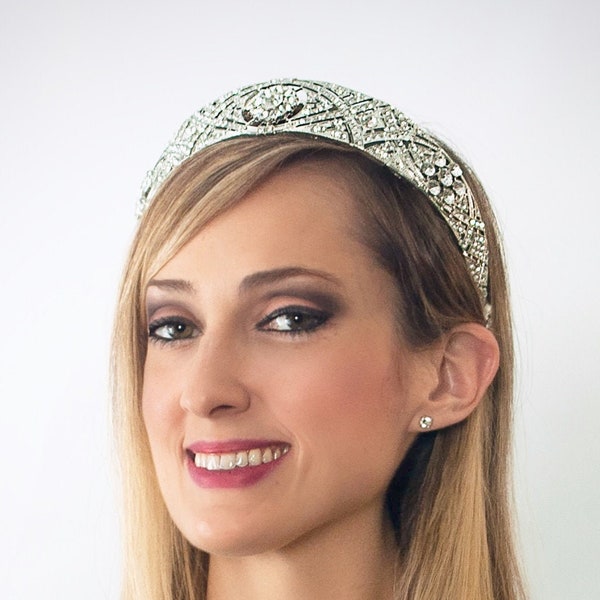 Sparkling Wide Wedding Hairband With Rhinestones - Tiara Headband - Wedding Hairpiece - Bridal Shower Tiara