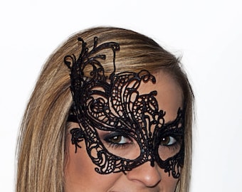 Black Lace Venetian Victorian Mask, Masquerade Mask