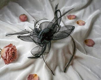 Rosalie: Vintage Inspired Black Feather Fascinator Headband  display picture 1