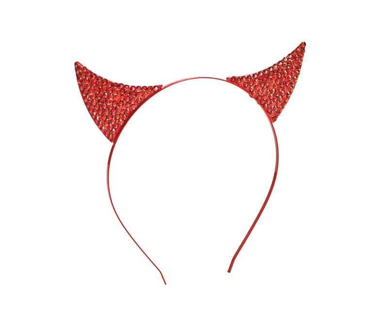 Red Rhinestone Devil Horns Headband Headpiece Hair Accessory for Halloween Costume image 1