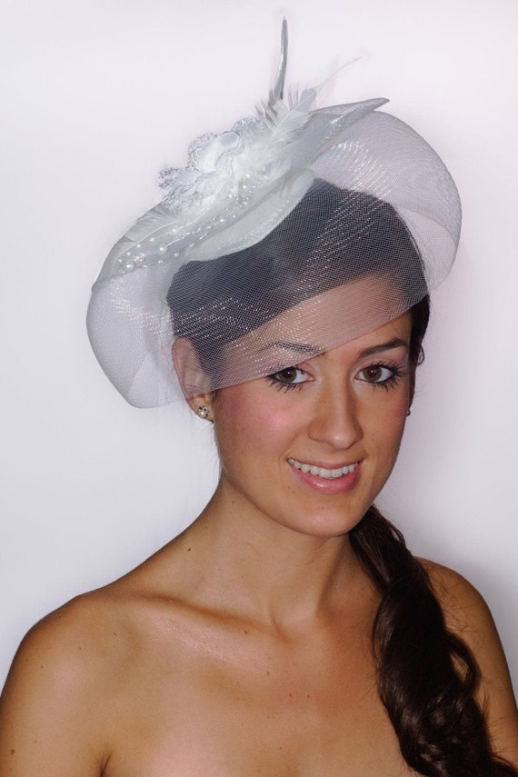 Amour, Amour White Fascinator Derby Hat, Cocktail Hat, Wedding