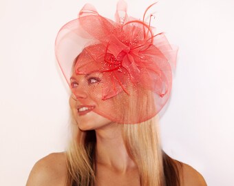 Pink Wedding Fascinator "Pretty in Pink", Kentucky Derby Hat, Cocktail Hat, Wedding Headpiece Accessories, Tea Party Hat, Hatinator