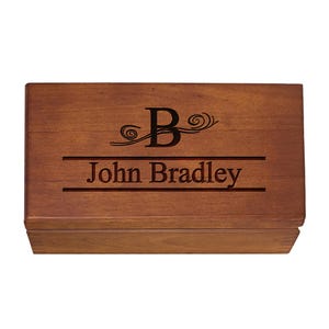 Custom Engraved Monogram Wooden Storage Box: Personalized Keepsake Box