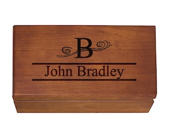 Custom Engraved Monogram Wooden Storage Box: Personalized Keepsake Box