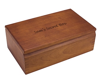 Custom Engraved Wooden Storage Box, Personalized with Your Own Message for Home, Office, or Anywhere