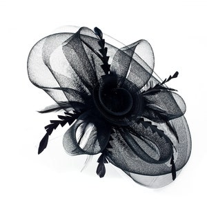 Large Black Fascinator Hats for Women "The Betty", Tea Party Hat Kentucky Derby Hat - Wedding or Funeral Headpiece, Vintage Dress Hat