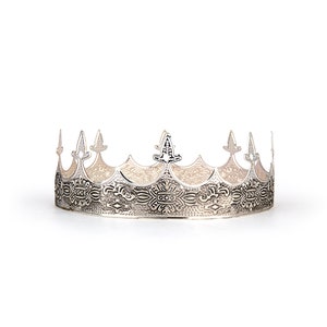 Medieval Unisex Silver Crown for Men Women Middle Ages Royal Prince Crown Great for Renaissance Faire, King Costume, Prom King Crown image 2