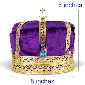 Gold Prom King Crown: Jeweled Renaissance Headpiece, Red or Purple 画像 2