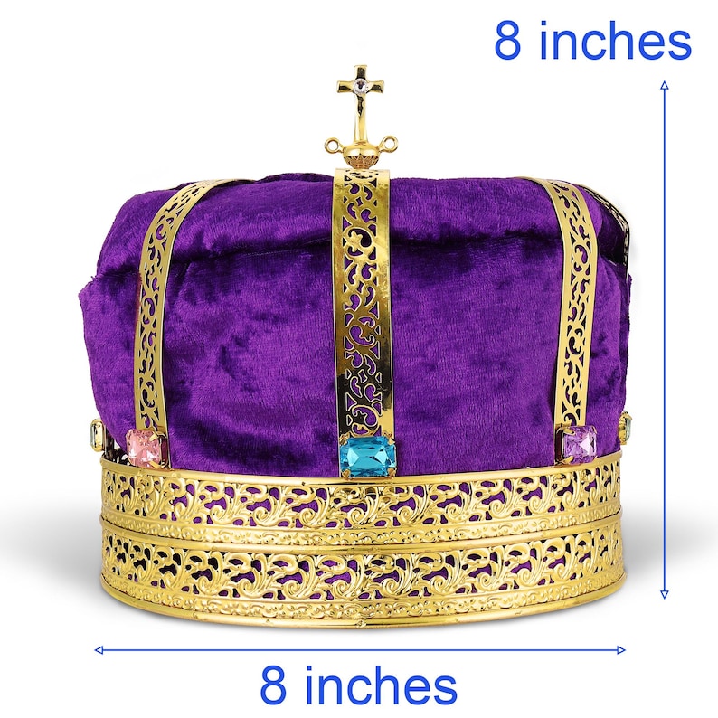 Gold Prom King Crown: Jeweled Renaissance Headpiece, Red or Purple 画像 2