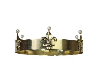 Unisex Gold King Crown: Faux Pearl Fleur De Lis - Etsy