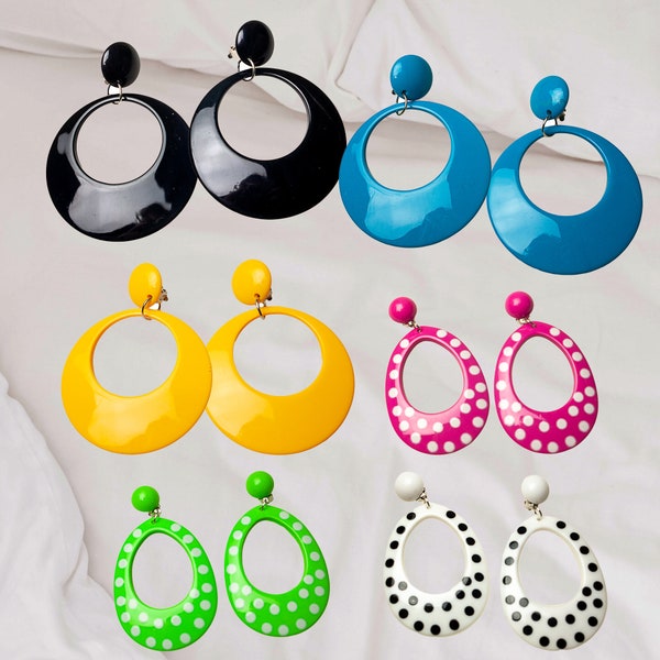 4 Pairs Neon Teardrop Earrings - Retro Colorful Acrylic Stud & Pendant Set