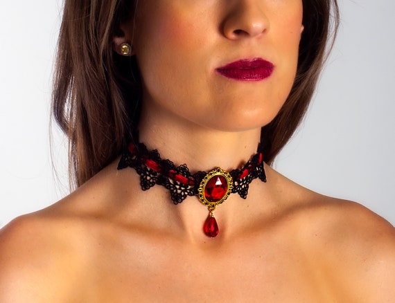 Gothic Victorian Black Lace Choker Necklace Tassel Chain Steampunk  Halloween | eBay