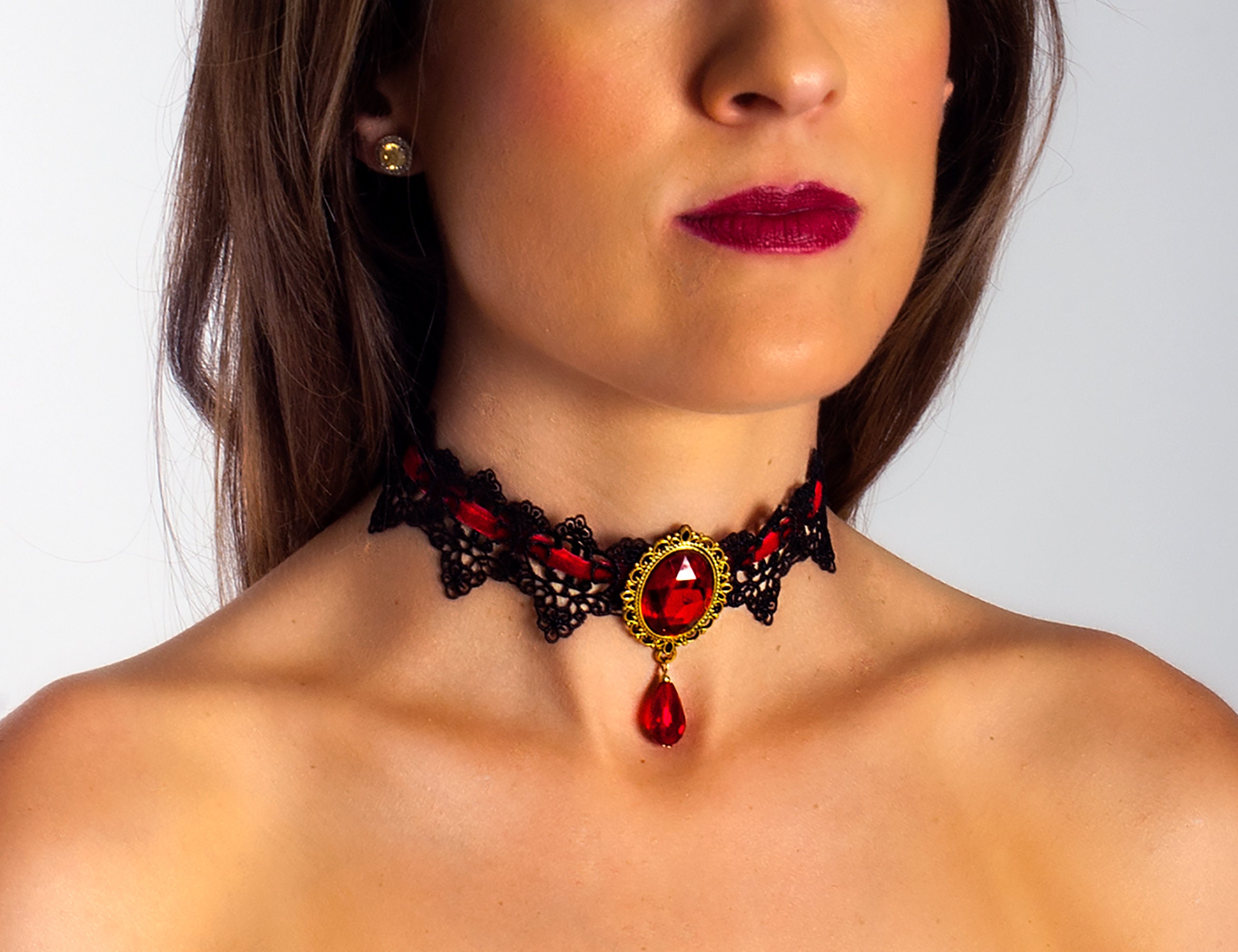 Black Lace Gothic Choker Necklace With Red Bat Design Perfect For Halloween  And Nightmare Before Christmas Womens Layered Gothic Jewelry From Hui05,  $9.4