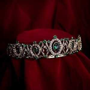 Emerald & Gold Tiara Crown: Renaissance Faire Cosplay Headpiece