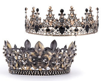 His & Hers Refined Regal Statement Crowns for Costumes and Weddings