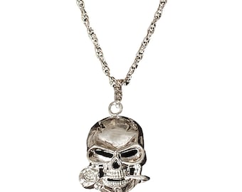 Skull Chain Necklace for Men - Gothic Style Skull Head Jewelry - Pirates of the Caribbean Skull Pendant for Costumes, Cosplay and Parties