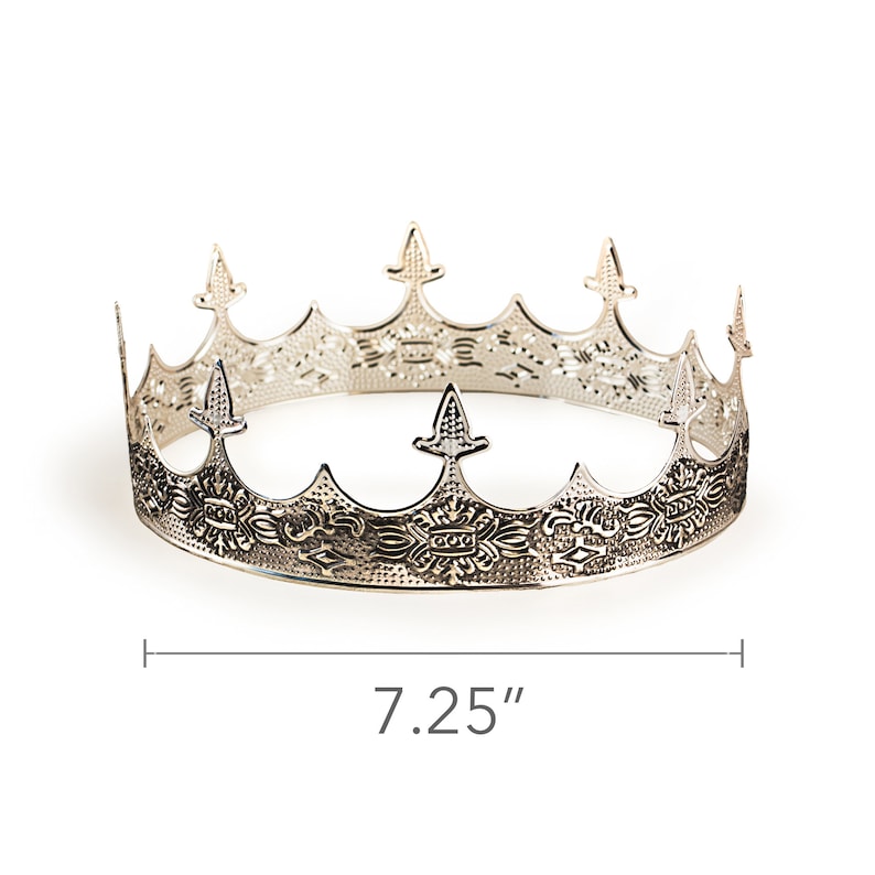 Medieval Unisex Silver Crown for Men Women Middle Ages Royal Prince Crown Great for Renaissance Faire, King Costume, Prom King Crown image 3