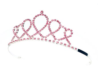 Princess Pink Tiara Elegant Design with Pink Rhinestones, Great as Birthday Princess Crown, Flower Girl Accessory or Quinceañera Headpiece
