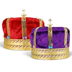 Gold Prom King Crown: Jeweled Renaissance Headpiece, Red or Purple