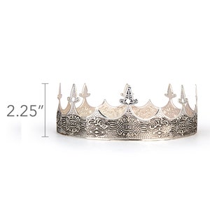 Medieval Unisex Silver Crown for Men Women Middle Ages Royal Prince Crown Great for Renaissance Faire, King Costume, Prom King Crown image 4