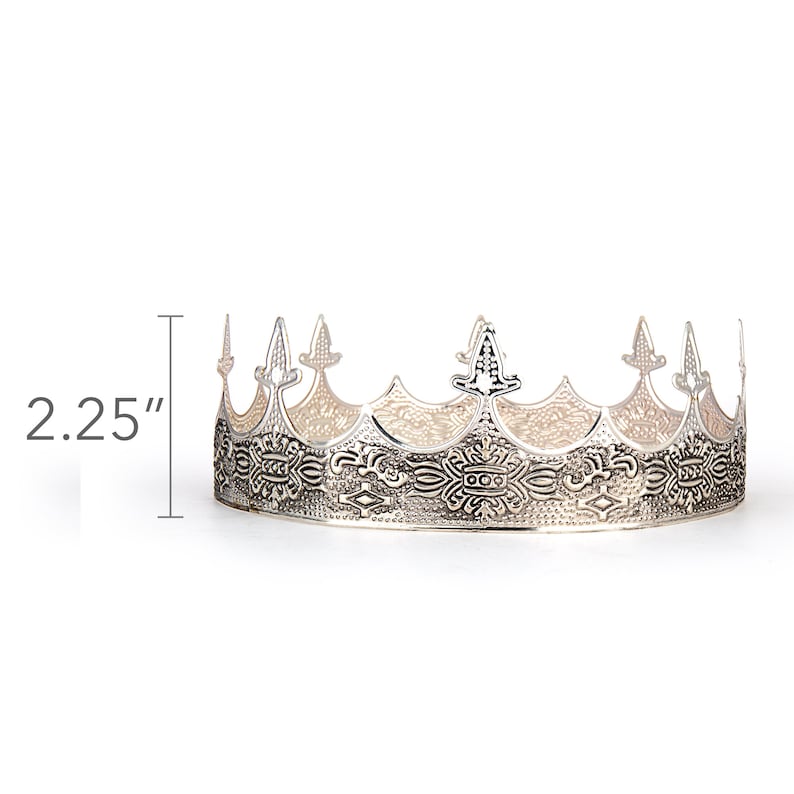 Medieval Unisex Silver Crown for Men Women Middle Ages Royal Prince Crown Great for Renaissance Faire, King Costume, Prom King Crown image 4