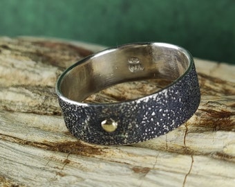 Gold fused on silver ring, handmade