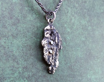 Reticulated pendant silver sterling with CZ, handmade