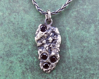 Reticulated pendant silver sterling with CZ, handmade