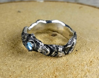 Topaz and rough silver ring