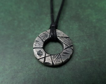 Silver pendant necklace 'Archeologic find', aged and distressed sterling silver.