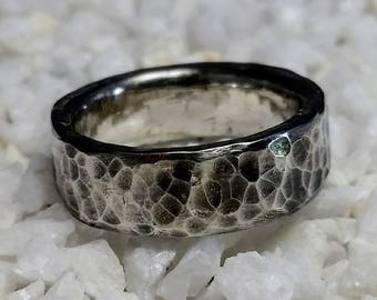 Original heavy wedding ring, handmade, Sterling Silver, 7 mm (0.25") - mm size